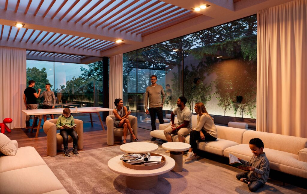 Render modelado sala construccion